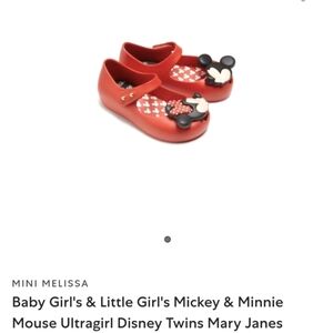 Mini Melissa Red Mickey & Minnie Mouse Shoes. Toddler Size 5
